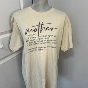 Beige "Mother" Short Sleeved T Shirt  Size L NWOT